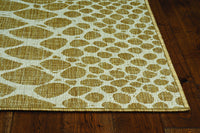 3'x4' Ivory Machine Woven UV Treated Snake Print Indoor Outdoor Accent Rug