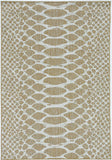 3'x5' Natural Ivory Machine Woven UV Treated Snake Print Indoor Outdoor Area Rug