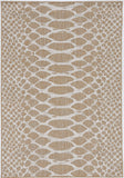 8'x11' Ivory Machine Woven UV Treated Snake Print Indoor Outdoor Area Rug