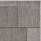 3'x5' Grey Machine Woven UV Treated Geometric Blocks Indoor Outdoor Area Rug