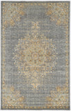 3' x 5' Slate Grey Medallion Bordered Wool Indoor Area Rug