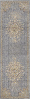 3' x 5' Slate Grey Medallion Bordered Wool Indoor Area Rug