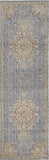 3' x 5' Slate Grey Medallion Bordered Wool Indoor Area Rug