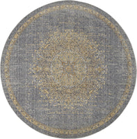 3' x 5' Slate Grey Medallion Bordered Wool Indoor Area Rug