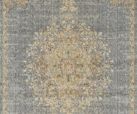 3' x 5' Slate Grey Medallion Bordered Wool Indoor Area Rug
