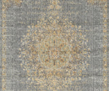 3' x 5' Slate Grey Medallion Bordered Wool Indoor Area Rug