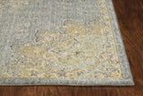 3' x 5' Slate Grey Medallion Bordered Wool Indoor Area Rug