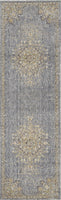 3' x 5' Slate Grey Medallion Bordered Wool Indoor Area Rug