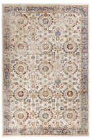 5'x8' Ivory Machine Woven Bordered Floral Indoor Area Rug