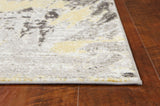 7' Grey Machine Woven Watercolor Splash Indoor Runner Rug