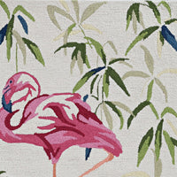 2'x4' Ivory Pink Hand Hooked Flamingo Indoor Accent Rug