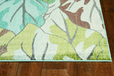 3' x 5' Blue or Green Leaves Area Rug