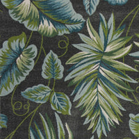8'x11' Grey Teal Machine Woven Oversized Tropical Leaves Indoor Area Rug