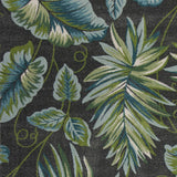 8'x11' Grey Teal Machine Woven Oversized Tropical Leaves Indoor Area Rug