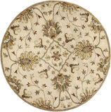 2' x 7' Champagne Floral Vine Wool Runner Rug