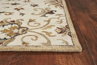 2' x 7' Champagne Floral Vine Wool Runner Rug