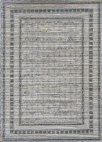 8'x10' Grey Machine Woven UV Treated Bordered Indoor Outdoor Area Rug