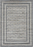 8'x10' Grey Machine Woven UV Treated Bordered Indoor Outdoor Area Rug