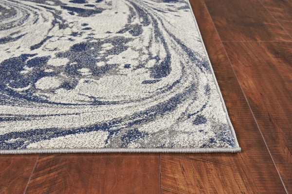 3'x5' Grey Blue Machine Woven Marble Indoor Area Rug