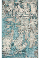 7' x 9' Ivory or Teal Abstract Design Indoor Area Rug