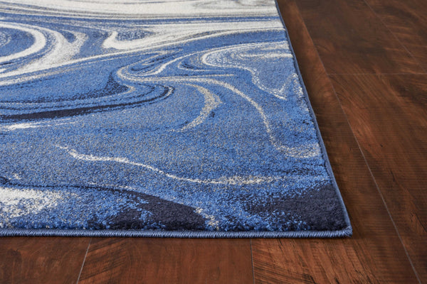 5' x 7' Blue Abstract Design Indoor Area Rug