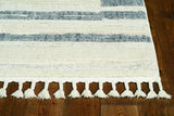 94 X 130 Ivory  Grey Polyester Rug