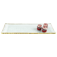 18 Mouth Blown Rectangular Edge Gold Leaf Serving Platter or Tray