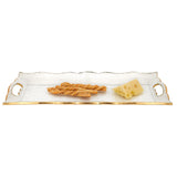 7 x 20 Hand Decorated Scalloped Edge Gold Leaf Tray With Cut Out Handles
