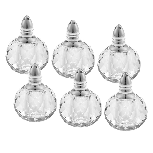 Individual Silver Crystal Zendra Design Salt and Peppers  Gift Boxed 6 Pc Set