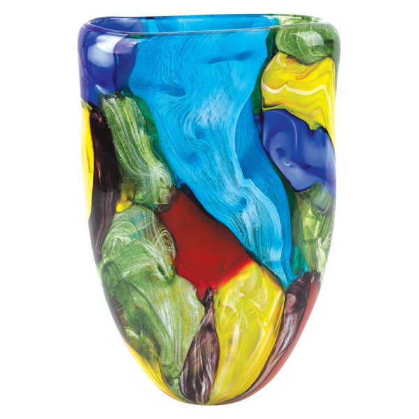 11 MultiColor Glass Art Oval Vase