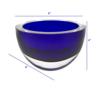 6 Mouth Blown European Made Lead Free Cobalt Blue Crystal Bowl