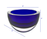 6 Mouth Blown European Made Lead Free Cobalt Blue Crystal Bowl