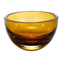 6 Mouth Blown European Made Lead Free Amber Crystal Bowl
