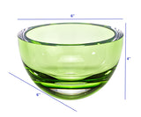 6 Mouth Blown Crystal European Made Lead Free Spring Green Bowl