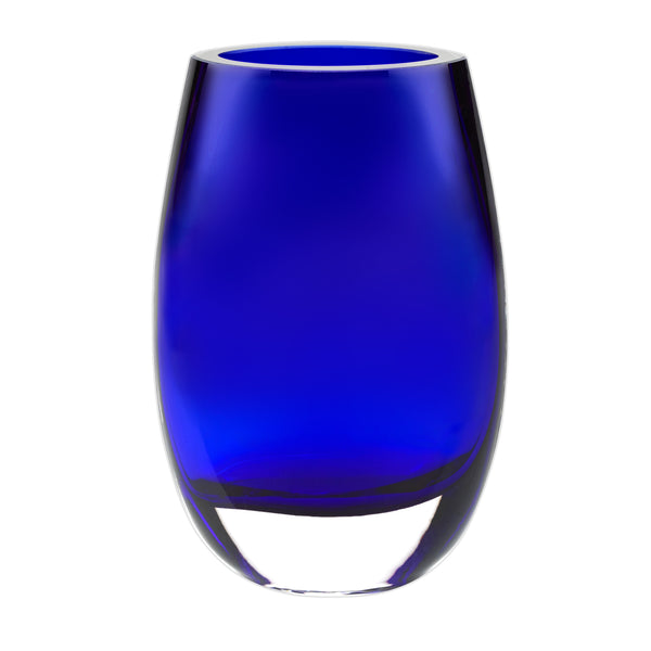 8 Mouth Blown Crystal Cobalt Blue Vase
