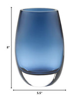 8 Mouth Blown Crystal Oval Thick Midnight Blue Walled Vase
