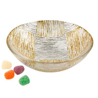 Silver and  Gold Cubes Hand Decorated Glass 6 Bowl