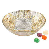 Silver and  Gold Cubes Hand Decorated Glass 6 Bowl