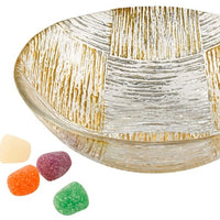 Silver and  Gold Cubes Hand Decorated Glass 6 Bowl
