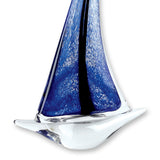 9 Blue Art Glass Sailboat