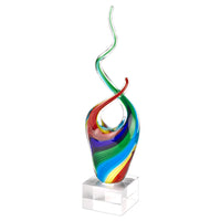 11 MultiColor Art Glass Abstract Centerpiece on Crystal Base