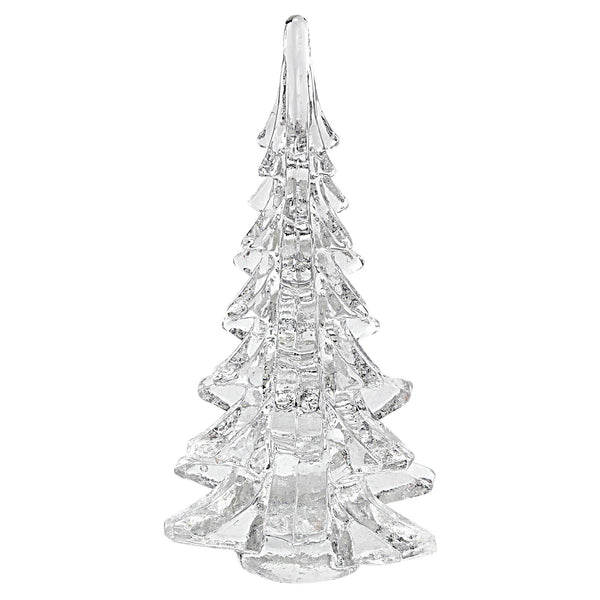 10" Mouth Blown Clear Glass Christmas Tree Sculpture