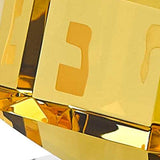 3 Mouth Blown Amber Dreidel On Crystal Stand