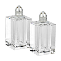 Handcrafted Optical Crystal and Silver Large Size Salt and Pepper Shakers