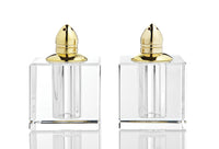 Handcrafted Optical Crystal and Gold Square Size Salt and Pepper Shakers