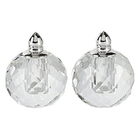 Handcrafted Optical Crystal and Silver Rounded Salt and Pepper Shakers