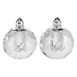 Handcrafted Optical Crystal and Silver Rounded Salt and Pepper Shakers