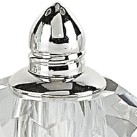 Handcrafted Optical Crystal and Silver Rounded Salt and Pepper Shakers