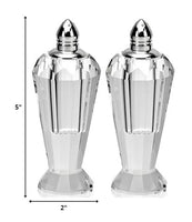 Handcrafted Optical Crystal and Silver Pair of Salt and Pepper Shakers