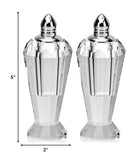 Handcrafted Optical Crystal and Silver Pair of Salt and Pepper Shakers